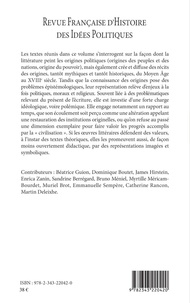 Revue française d'Histoire des idées politiques N° 52, 2e semestre 2020 La représentation des origines