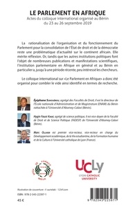 Le parlement en Afrique. Actes du colloque international organisé au Bénin du 23 au 26 septembre 2019