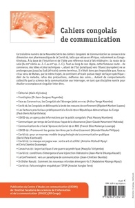 Cahiers congolais de communication N° 3/2019-2020 Covid-19 et communication. Soigner par le social