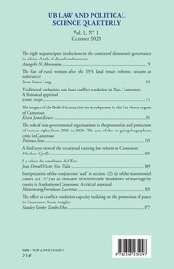 UB Law and Political Science Quarterly Volume 1 N° 1, October 2020