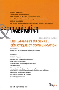 Karine Berthelot-Guiet et Stéphanie Kunert - Communication et Langages N° 177 Septembre 2013 : Les langages du genre : sémiotique et communication.