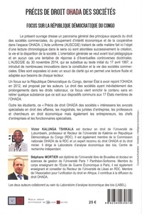 Précis de droit OHADA des sociétés. Focus sur la République Démocratique du Congo