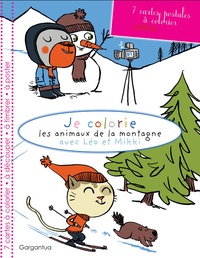  Mademoiselle Aligato - Je colorie les animaux de la montagne avec Léo et Mikki - 7 cartes postales à colorier.