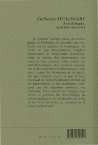 Anecdotiques. Volume 1, Avril 1911 - Mars 1914