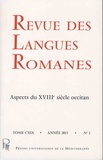 Jean-François Courouau - Revue des langues romanes Tome 119 N° 2/2015 : Aspects du XVIIIe siècle occitan.