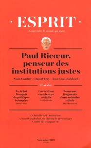 Anne-Lorraine Bujon - Esprit N° 439, novembre 2017 : Paul Ricoeur, penseur des institutions justes.