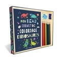  Mila Editions - Mon beau coffret de coloriage dinosaures - Un livre de coloriages, 8 crayons de couleur, un taille-crayon et des stickers.