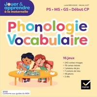 Lucie Breugghe et Michel Jilet - Phonologie Vocabulaire PS-MS-GS-Début CP - 16 jeux (240 cartes-images, 78 cartes-lettres, 1 plateau de jeu, 7 cartons de loto, 48 jetons, 2 dés).