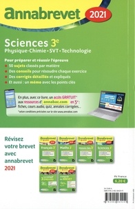 Sciences 3e. Physique-chimie, SVT, Technologie ; Sujets et corrigés  Edition 2021