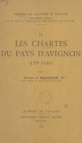 Georges de Manteyer - Les chartes du pays d'Avignon, 439-1040.