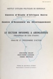 Jean-Marc Bellot et Jean-Pierre Lachaud - Le secteur informel à Abengourou, République de Côte d'Ivoire - Analyse et programme d'action.