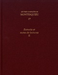  Montesquieu - Oeuvres complètes - Tome 17, Extraits et notes de lectures Volume 2.