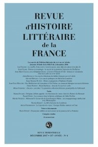 Alain Génetiot - Revue d'histoire littéraire de la France N° 4, décembre 2017 : .