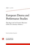 Sabine Chaouche - European Drama and Performance Studies N° 14, 2020-1 : The Stage and its Creative Processes (16th-21st century) - Volume 2.