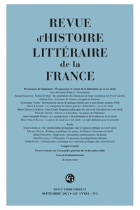 Alain Génetiot - Revue d'histoire littéraire de la France N° 3, septembre 2021 : .