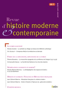  Collectif - Revue d'histoire moderne et contemporaine Tome 66 N°1, mars 2019 : .