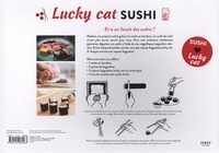 Coffret Lucky cat sushis. Le livre Sushi facile avec 5 paires de baguettes, 5 repose-baguette chat en céramique, 1 natte