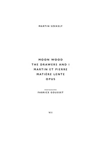 Martin Szekely - The Drawers and I, Moon Wood, Martin et Pierre, Matière Lente, Opus.