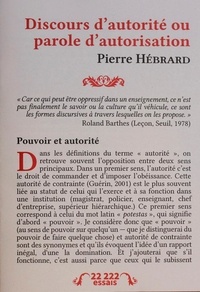 Pierre Hébrard - Discours d'autorité ou parole d'autorisation.