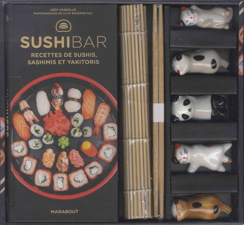 Jody Vassallo - La box kawaï Sushis bar - Avec des baguettes japonaises, des porte-baguette kawaï, une natte en bambou pour makis.