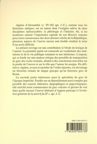 Le latin et le grec d'Appien. Contribution à l'étude du lexique d'un historien grec de Rome
