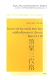 Francine Hérail - Recueil de décrets de trois ères méthodiquement classés, livres 8 à 20 - Traduction commentée du Ruijû sandai kyaku.