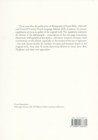 Bibliography of French Bibles - Supplement. Fifteenth- and Sixteenth-Century French-Language Editions of the Scriptures