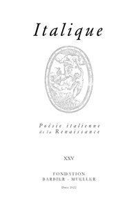Massimo Danzi - Italique: Poésie italienne de la Renaissance, volume XXV (2022).