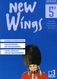 Fiona Morel et Martine Bélorgey - Anglais 5e New Wings - Fichier du professeur, commentaires des transparents, fiches exercices sur les transparents.