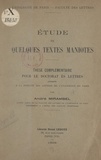 André Mirambel - Étude de quelques textes maniotes - Thèse complémentaire de Doctorat ès lettres présentée à la Faculté des lettres de l'Université de Paris.