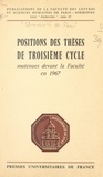  Faculté des Lettres et Science et Mahmoud Abdelmoula - Positions des thèses de troisième cycle - Soutenues devant la faculté en 1967.