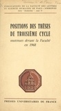 Prosper Abega et Hiam Aboul-Hussein - Positions des thèses de troisième cycle soutenues devant la faculté en 1968.