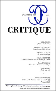 Collectif - Critique N° 655 Decembre 2001.