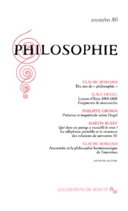Claude Romano et Philippe Grosos - Philosophie N° 80 : .