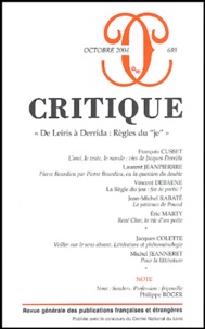  Collectif - Critique N° 689, octobre 2004 : .
