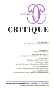 Philippe Roger et Michel Serres - Critique N° 726, novembre 200 : .
