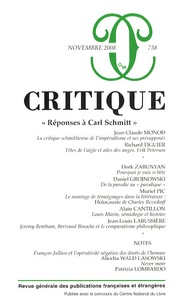 Jean-Claude Monod et Richard Figuier - Critique N° 738, Novembre 200 : "Réponses à Carl Schmitt".