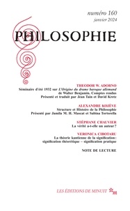  Editions de Minuit - Philosophie N° 160 : Philosophie 160.