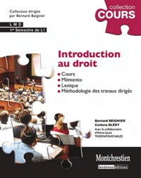 Bernard Beignier et Corinne Bléry - Introduction au droit - Cours et travaux dirigés premier semestre de L1.