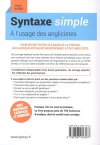 Syntaxe simple à l'usage des anglicistes  édition actualisée