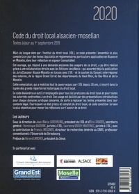 Code du droit local Alsacien-Mosellan  Edition 2019