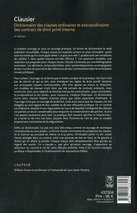 Clausier. Dictionnaire des clauses ordinaires et extraordinaires des contrats de droit privé interne 4e édition