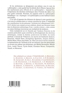 Alchimie et philosophie à la Renaissance. Actes du colloque international de Tours (4-7 décembre 1991)