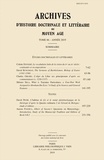  Vrin - Archives d'histoire littéraire et doctrinale du moyen âge - Tome 86.