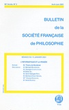 Thierry de Montbrial et Bernard Bourgeois - Bulletin de la Société française de Philosophie N° 2, Avril-juin 200 : L'informatique et la pensée.