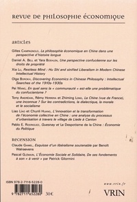 Revue de philosophie économique Volume 24 N° 1, 2023 La philosophie économique en Chine