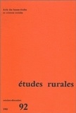  EHESS - Etudes rurales N° 92 : Agriculture et condition des femmes + Tables analytiques (1961-1982).