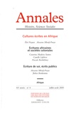 Eloi Ficquet et Aïssatou Mbodj-Pouye - Annales Histoire, Sciences Sociales N° 4, Juillet-août 2 : Cultures écrites en Afrique.