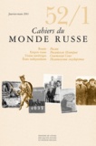 Igor Fedyukin et Ernest A. Zitser - Cahiers du Monde russe N° 52/1, Janvier-Mar : .