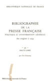 Else Delaunay - Bibliographie de la presse française politique et d'information générale des origines à 1944 - Haute-Loire (43).